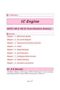 IC Engine IES GATE IAS 20 Years Question And Answers